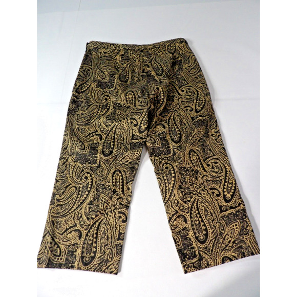 Lauren Ralph Lauren 12 Ankle Pant Paisley Print Boho Black Beige Business Casual - Picture 8 of 8